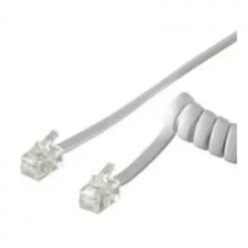 Wentronic Goobay Telephone Handset-Coiled Cable CCA (copper-clad aluminium), White, 4 m - RJ10-Plug (4P4C) to RJ10-Plug (4P4C) (68601)