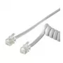 Wentronic Goobay Telephone Handset-Coiled Cable CCA (copper-clad aluminium), White, 4 m - RJ10-Plug (4P4C) to RJ10-Plug (4P4C) (68601)