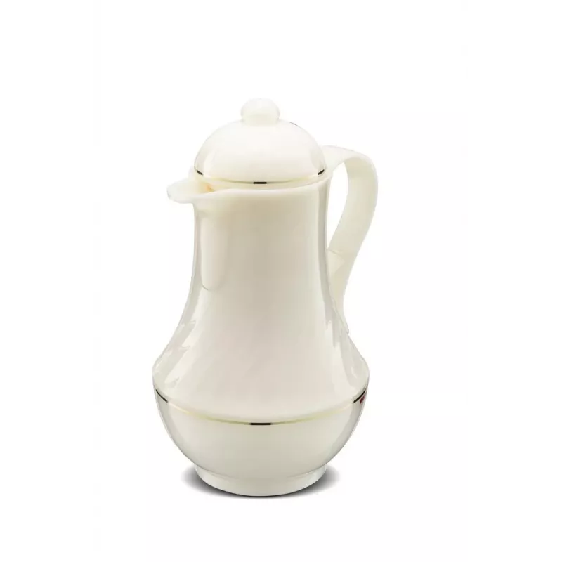 Thermos jug ROTPUNKT Series 230 1 L, white (ivory) - vacuum insulated beverage container