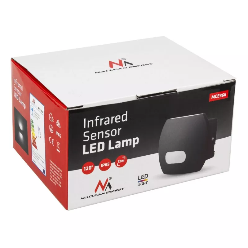 LED wall lamp MACLEAN MCE366 with dusk and motion sensor