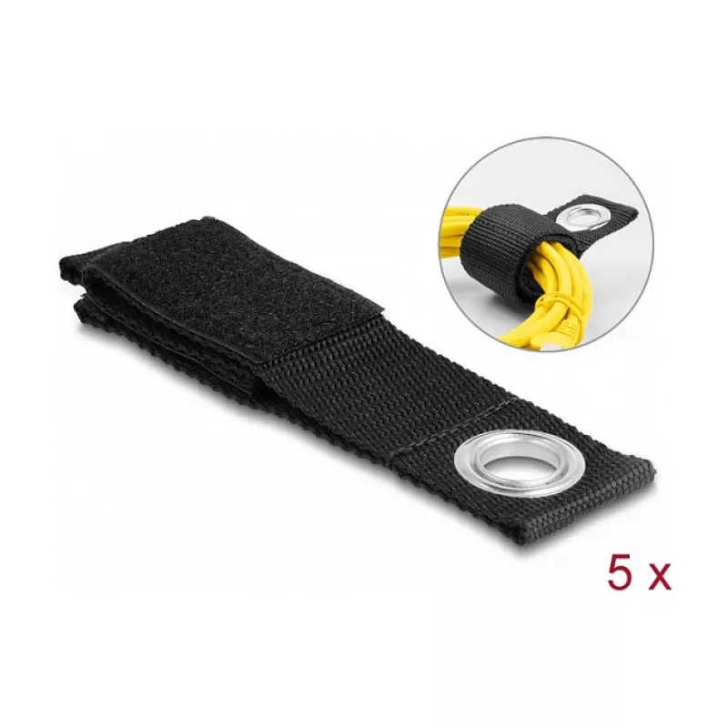 DeLOCK Heavy-duty Hook-and-loop strap L 260 x W 38 mm black 5 pcs