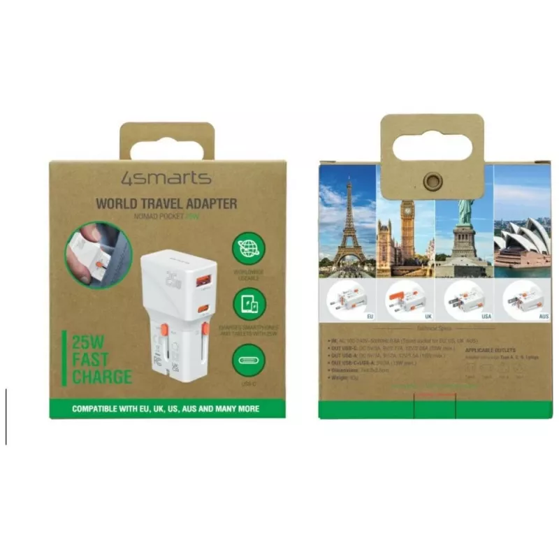 Travel charger 25W Worl d Travel 25W USB-C + A