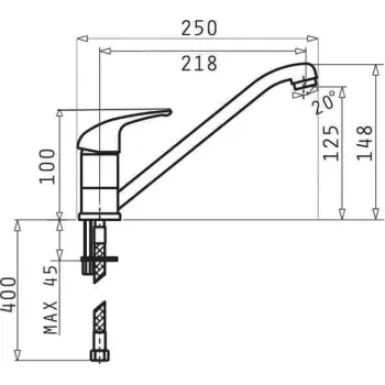 Kitchen mixer PYRAMIS ASALIA 090922438 single-lever, stainless steel, 148 mm height, chrome finish, vertical mount