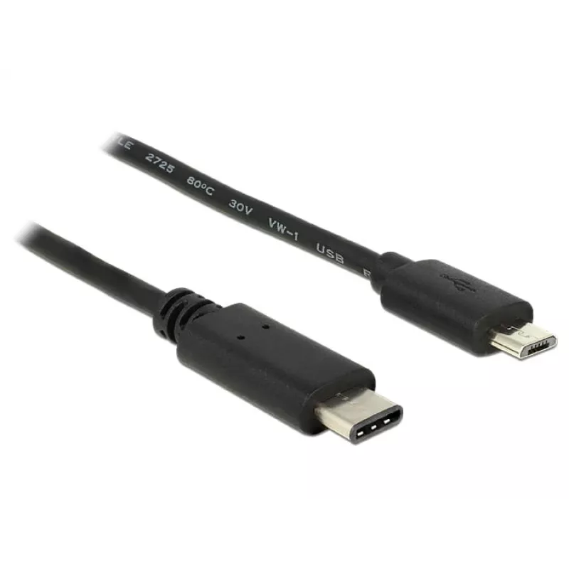 USB Cable DeLOCK 0.5m USB2.0-C Micro-USB B Black