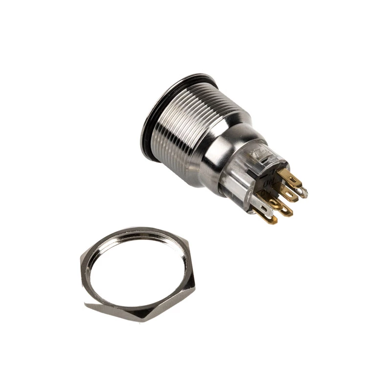 Push button switch DimasTech PD211 22 mm Silverline Dot RGB — vandal-resistant panel control