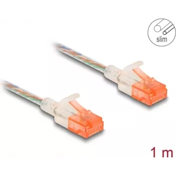 Network Cable DeLOCK RJ45 Cat.6A U/UTP Slim 1m Transparent