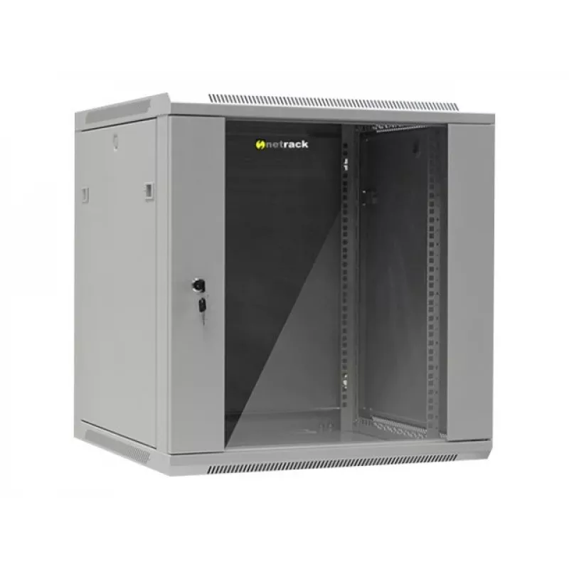 NETRACK 019-120-66-021 wall/hanging cabinet 19inch 12U/600 mm glass door grey remov. side pan.