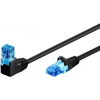 Goobay CAT 6A Patch Cable 1x 90° angled, U/UTP, Black, 1 m - latch tab top, CCA Copper Mix (51529)