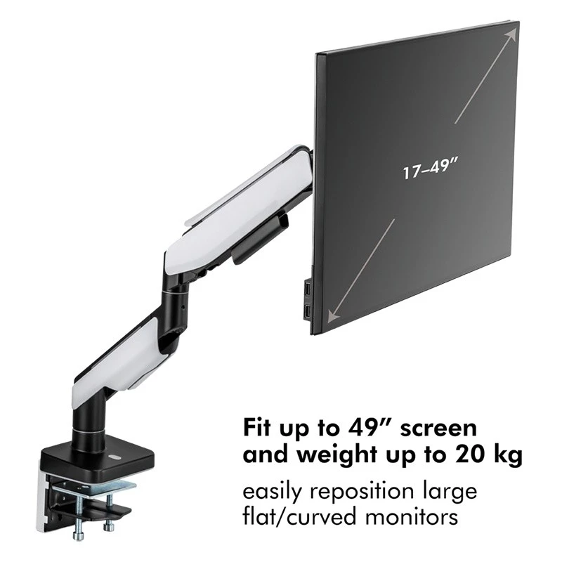 Monitor mount, 17-49 inch gaming, gas spring