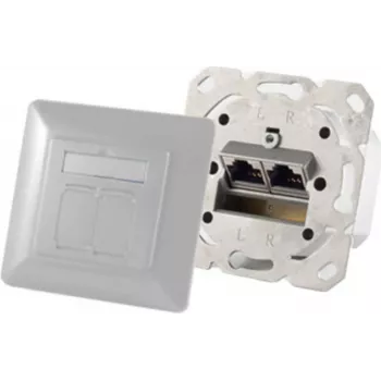 Socket-outlet 2 x RJ-45 ShiverPeaks 74280-PW — Cat6a, 500 MHz, pearl white, metal housing