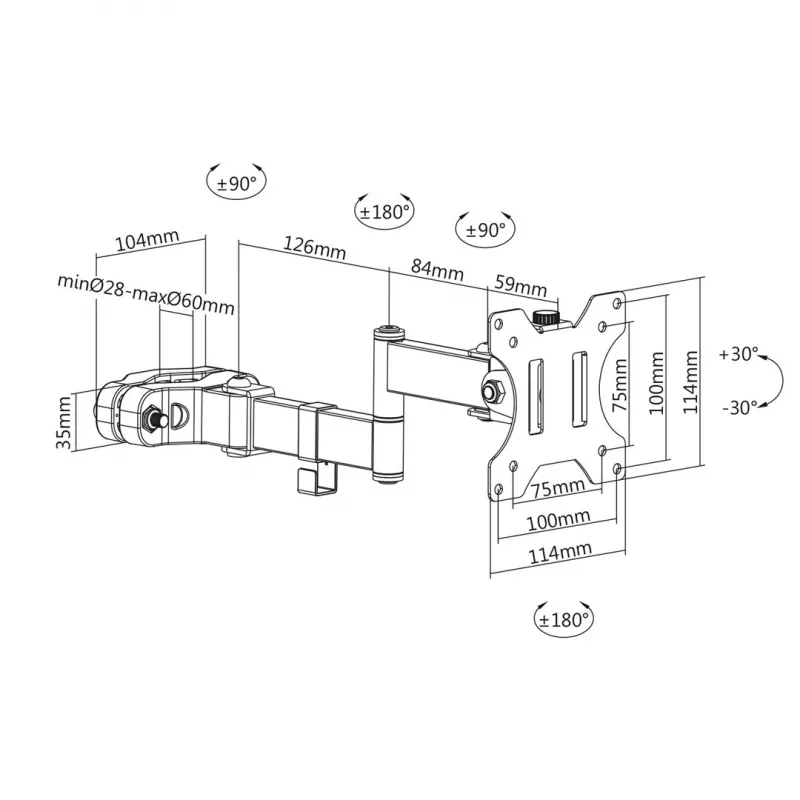 Maclean LCD monitor desk mount, VESA 75x75 and 100x100, 17-32 9kg, MC-751N