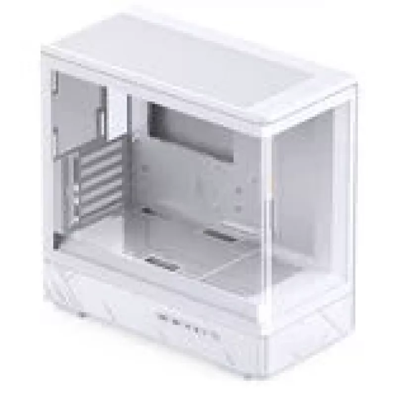 Jonsbo D200 white mATX mid-tower case with tempered glass and Mini Temp display