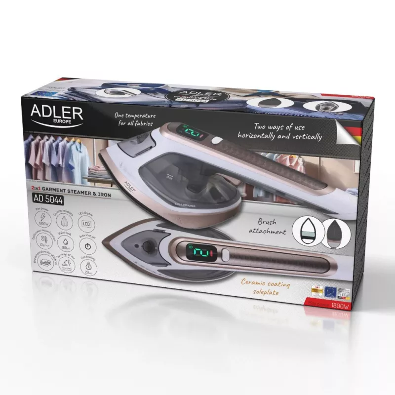 Garment steamer and iron Adler AD 5044 — 1400 W, 0.18 L water tank
