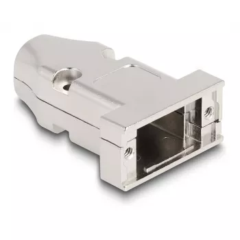 Cable boot DELOCK D-Sub housing for 9‑pin male/female with strain relief, silver, plastic, 31.6×46.2×15.6 mm