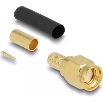 Coaxial SMA crimp-on plug DELOCK for LMR200 cable with heat-shrink sleeve
