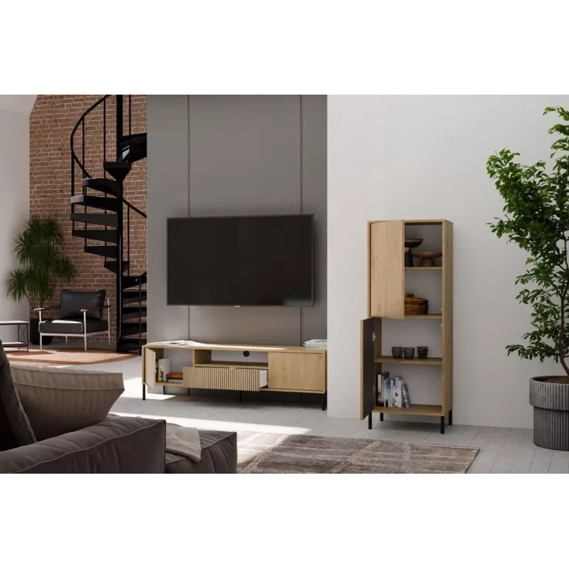 KAMARO 2DK SLIM/GŁ OAK ARTISAN DISPLAY CABINET