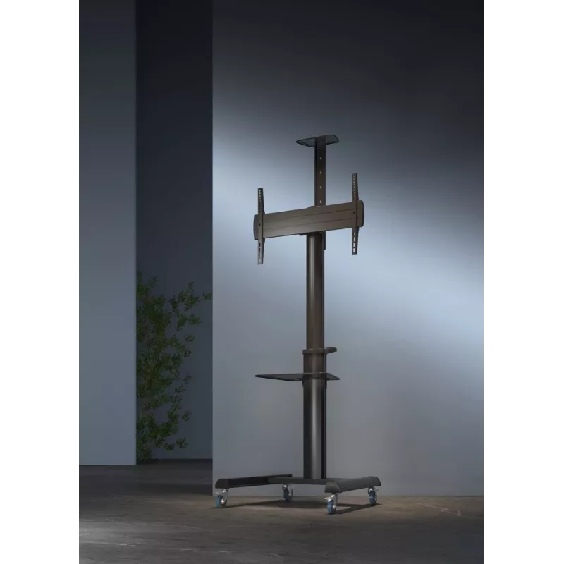 Floor TV stand Gembird TVS-70T-02 for 37 inch–70 inch screens, max 70 kg, VESA 200x200–600x400, tilt ±5°/−12°, height adjustable, caster wheels, cable management