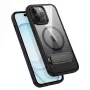 Protective GUAN case for iPhone 16 Pro Max — tempered glass back, integrated kickstand, transparent black