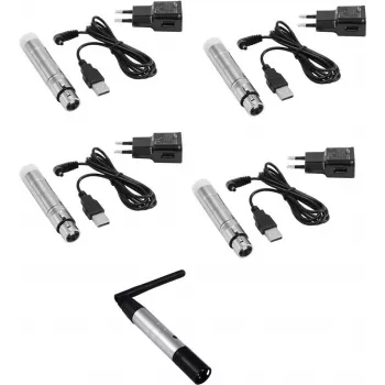 DMX wireless set EUROLITE QuickDMX Sender 1x + Battery Receivers 4x (MPN 20000901)