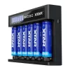 Battery charger XTAR MC6C multi-slot smart charger for cylindrical Li‑ion cells, 6‑bay, supports 18650/21700/AA, 5V input, black