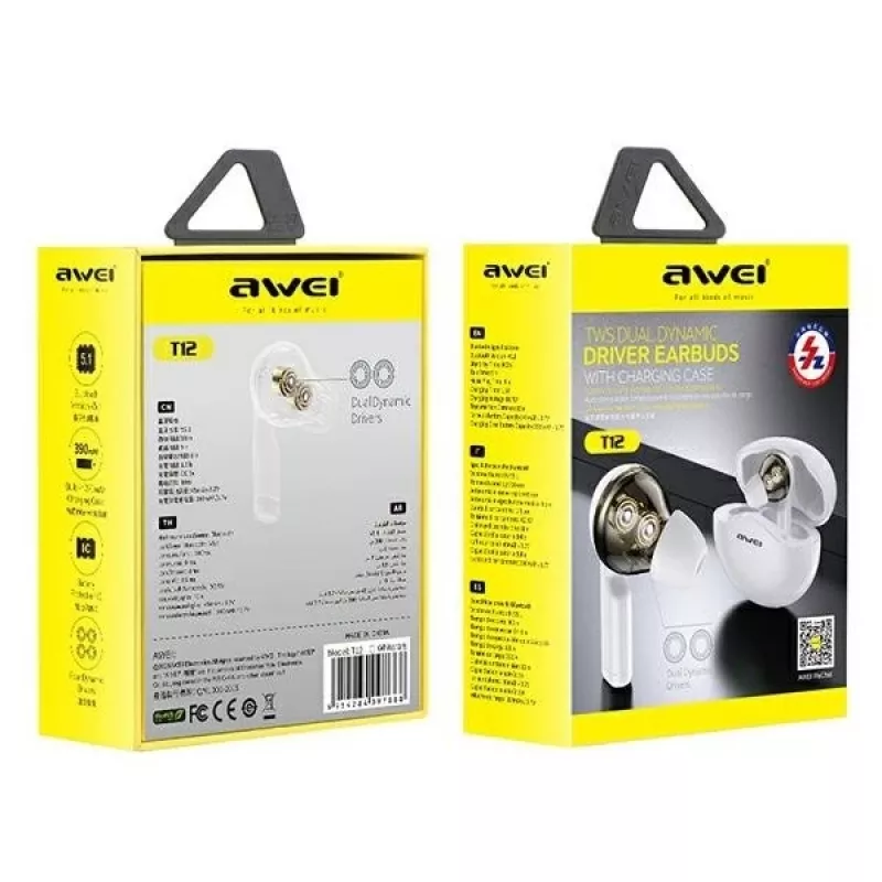 Headphones Awei AWEI T12TWS Bluetooth sports headphones white