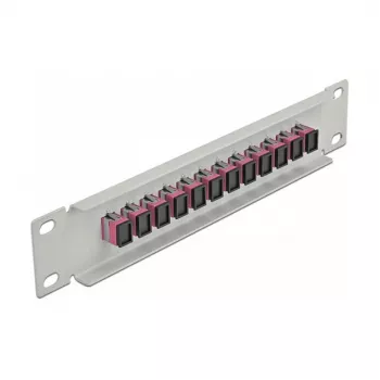 Fiber Optic Patch Panel DeLOCK 10 inch 12 Port SC Simplex Violet 1U Grey