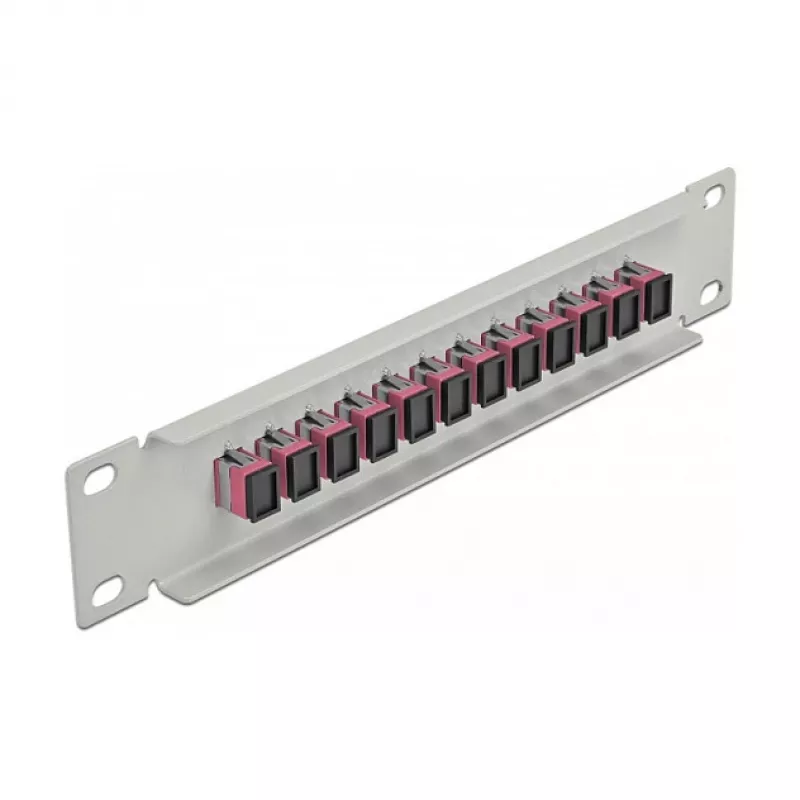 Fiber Optic Patch Panel DeLOCK 10 inch 12 Port SC Simplex Violet 1U Grey