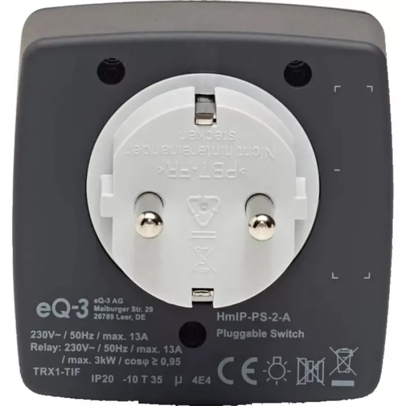 eQ-3 AG Homematic IP 161613A0, Indoor, Anthracite, Plastic, IP20, IP20, 70 mm