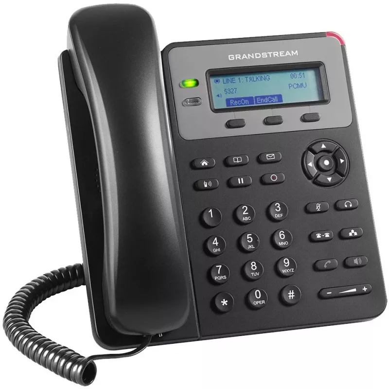 DECT telephone Grandstream GXP1610 — black, LCD 132×48 px, headset (RJ-9), 1 handset, phonebook 500, speakerphone