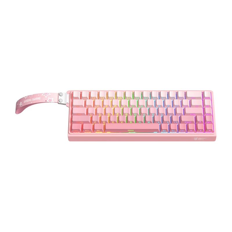 Wired gaming keyboard Onikuma G69 — pink, USB connection, full-size layout