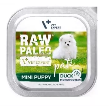 Wet dog food VETEXPERT RAW PALEO Pâté Mini Puppy Duck 150 g — pâté for small breed puppies, duck recipe, complete feed