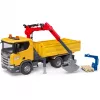 Toy construction truck BRUDER Scania Super 560R with crane and 2 pallets