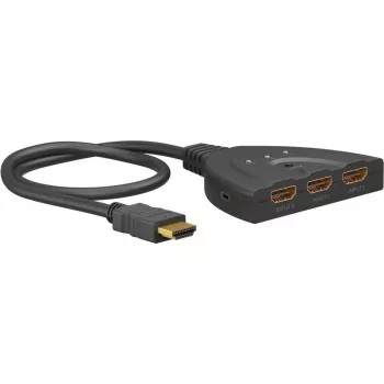 HDMI-Umschaltbox 3 to 1 (4K @ 60Hz), HDMI Switch (black, 55cm Cable)