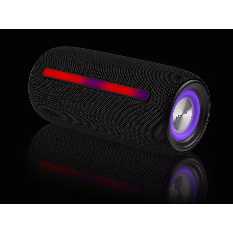 Stereo portable speaker TRACER Stripe Black — 10 W RMS, Bluetooth/Wired, USB-A & USB-C, MicroSD, built-in battery (up to 5 h)