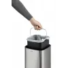 Trash Can Durable NO TOUCH 6L Rectangular Stainless Steel Silver Black
