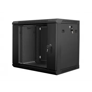 Lanberg WF01-6409-10B 9U Wall-Mounted Rack Cabinet 600x450mm Black with Glass Door