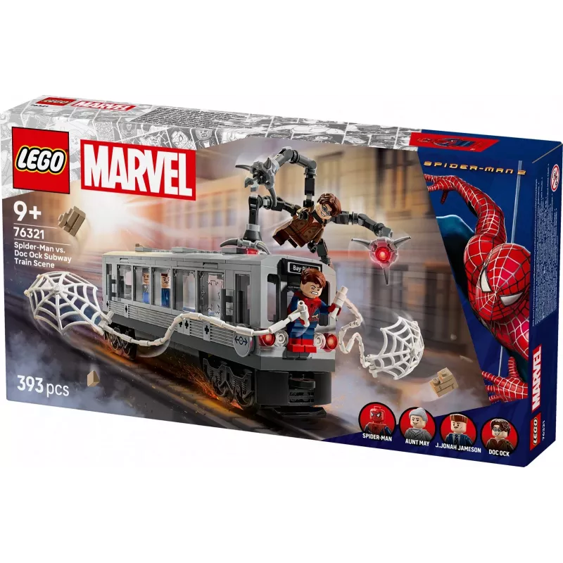 Construction toy LEGO Marvel Super Heroes 76321 Spider-Man Doc Ock Subway Showdown playset, 393 pieces, 4 minifigures, age 9+