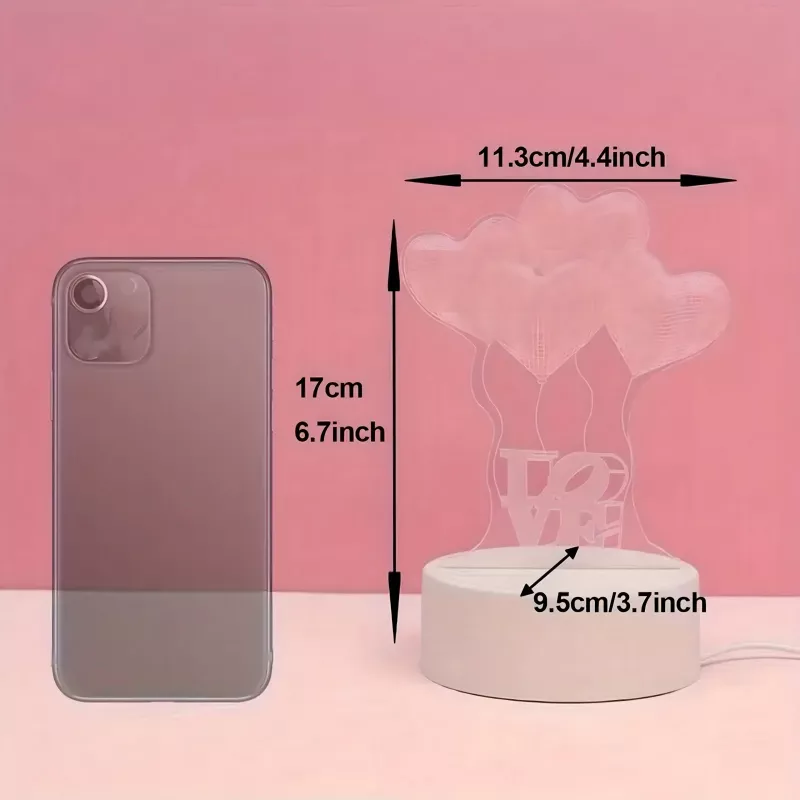 Night Lamp Extralink HOME 3D Optical Illusion Four Hearts USB bedside lamp