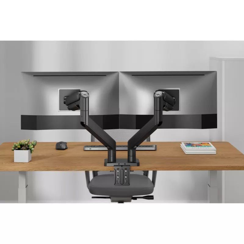 Monitor mount DIGITUS Dual Monitor Mount for 2×45 inch screens, clamp, 2×20 kg, VESA 75×75–100×100, tilt -20–50°