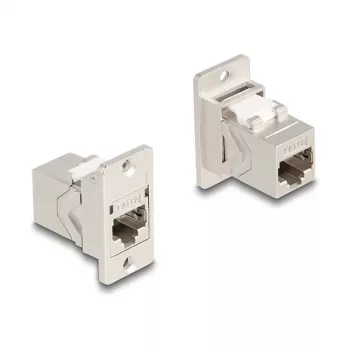 DeLOCK Panel Mount RJ45 Keystone Module coupler jack to jack Cat.6A metal conical