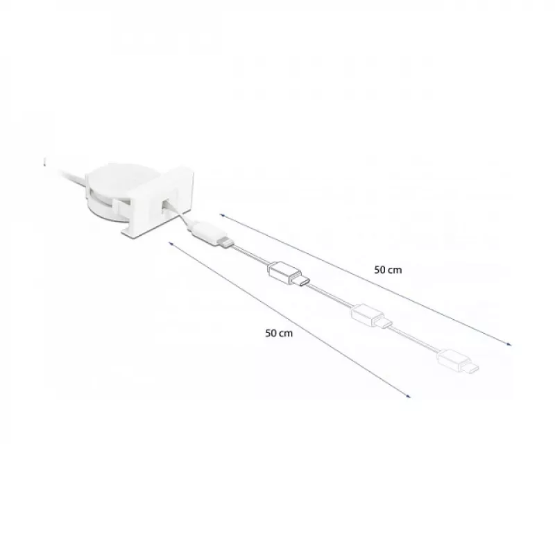 Cable DeLOCK Easy 45 Module USB 2.0 Retractable Cable USB Type-A to 8 Pin Lightning female white