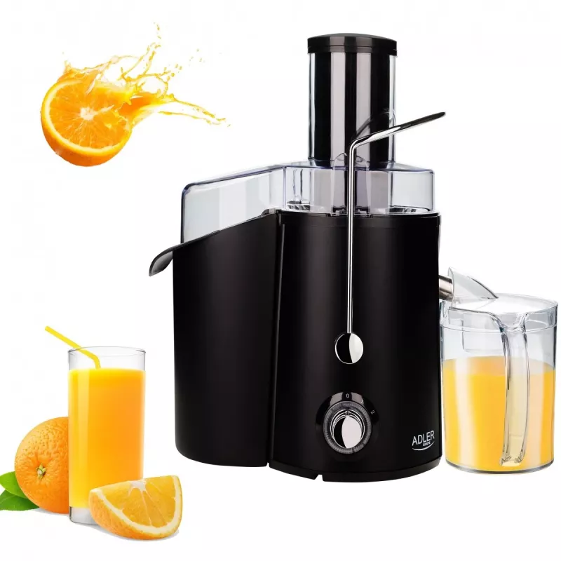 Centrifugal juicer Adler AD 4127 — 1000 W, black, juice container, 3.9 kg