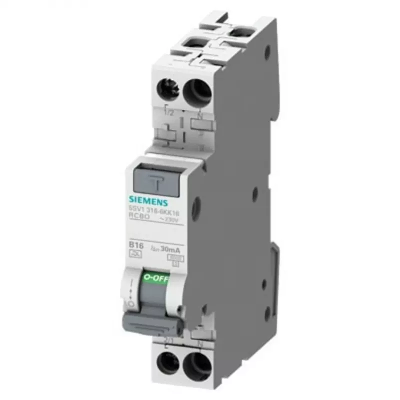 Siemens RCBO, 10A Current Rating, 1P+N Poles, 30mA Trip Sensitivity, Type A, SENTRON Range