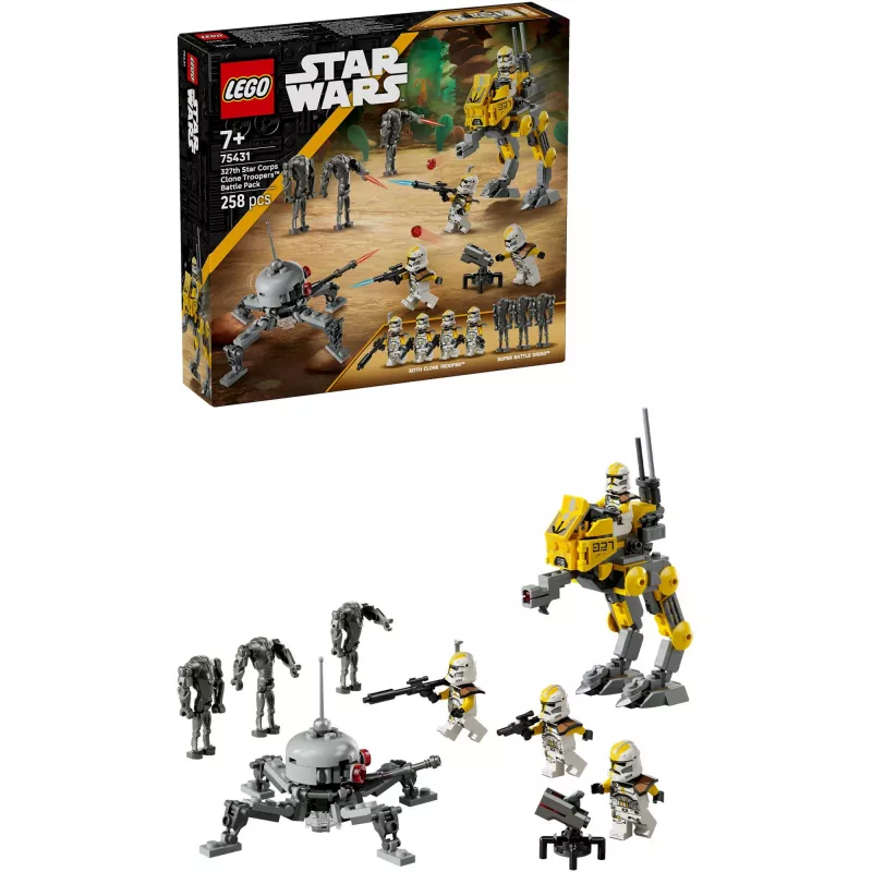 LEGO Star Wars set 327th Star Corps Clone Troopers Battle 75431 — 258 pieces, 7 minifigures, age 7+