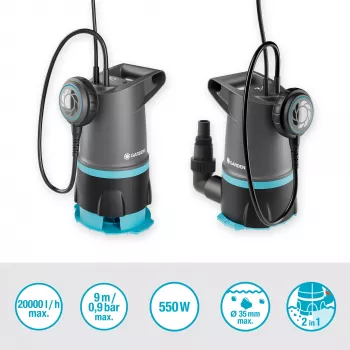 Submersible pump GARDENA 09018-47 — 550 W motor for water removal and transfer