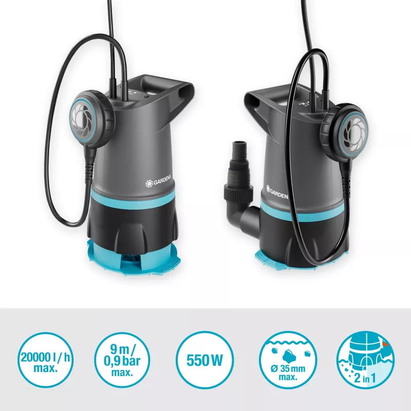 Submersible pump GARDENA 09018-47 — 550 W motor for water removal and transfer