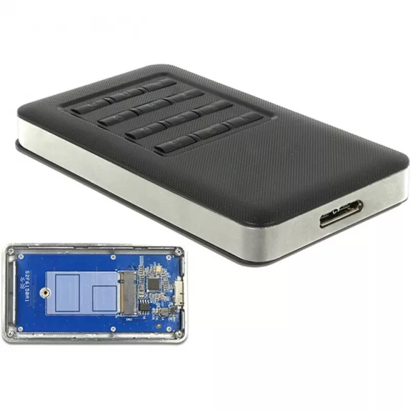 SSD enclosure DeLOCK 42594 Black Silver M.2