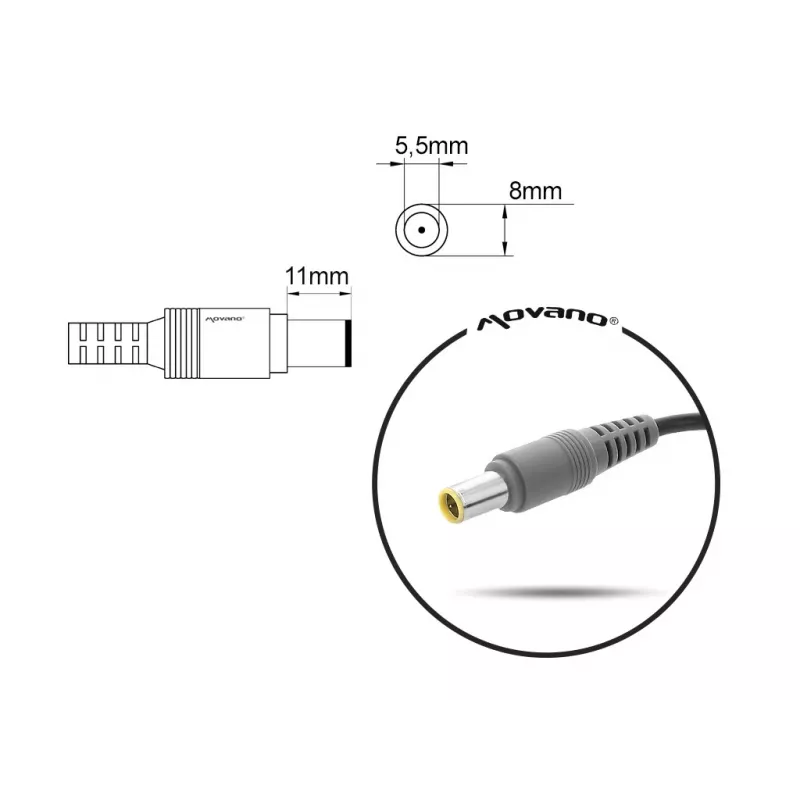 Notebook charger MITSU 20V 4.5A (8.0x5.5 mm barrel) for Lenovo
