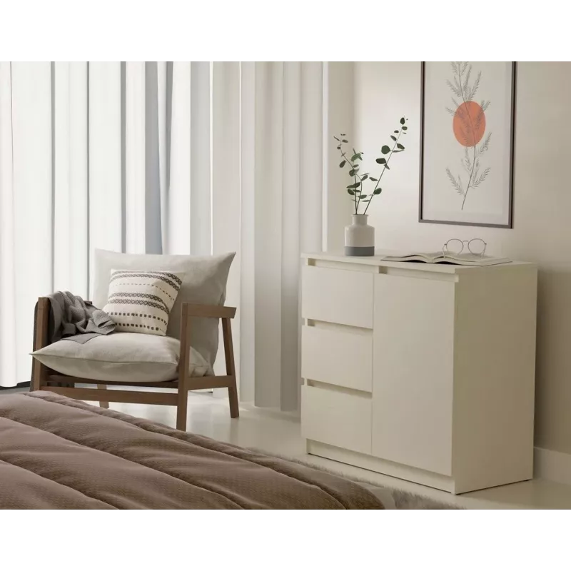 CHEST OF DRAWERS 1 DOOR 3 DRAWERS COLOUR CASHMERE