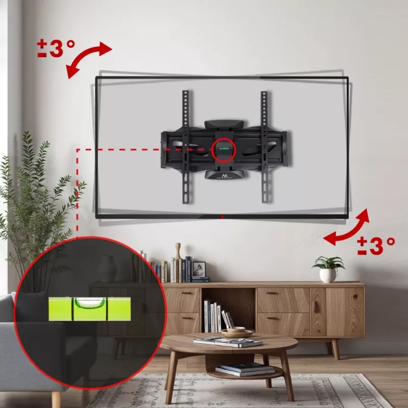 Wall TV mount MACLEAN MC-781 for 66–177.8 cm (26–70 inch) screens, tilt -12–2°, VESA 100x100–400x400, max load 45 kg, black